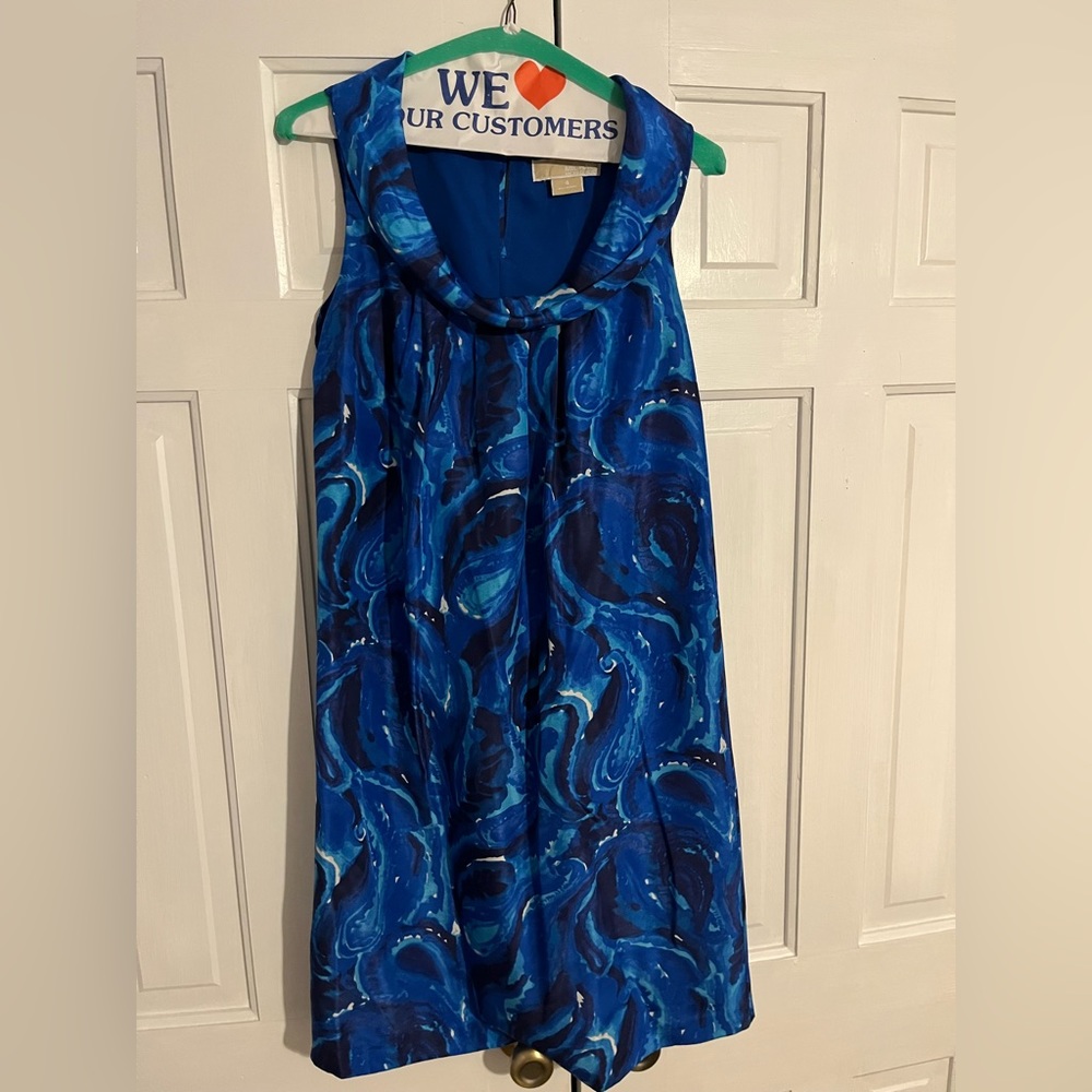 Michael Michael Kors blue silk patterned sleeveless dress size 4